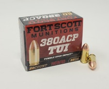 Fort Scott Munitions 380 Auto Ammunition FSM380095SCV 95 Grain Solid Copper Spun 20 Rounds