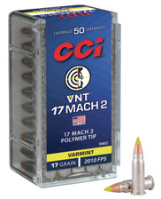 CCI 17 HM2 Varmint VNT Ammunition CCI948CC 17 Grain Polymer Tip 50 Rounds