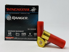 Winchester 12 Gauge Ammunition RA1200HD LE Ranger 2.75" 00 Buck 9 Pellets 1325fps 25 Rounds