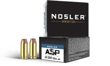 Nosler 40 S&W ASP Ammunition NOS51283 150 Grain Jacketed Hollow Point 20 Rounds