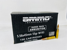 Ammo Inc 5.56x45mm Ammunition AI556055FMJ-MS150 55 Grain M193 Full Metal Jacket Military Brass Range Pack 150 Rounds