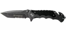 Smith & Wesson Border Guard Folding Pocket Knife SWBG10S 3.49" Serrated Tanto Blade Stonewash/Aluminum