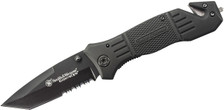 Smith & Wesson Extreme Ops Folding Knife SWFR2S 3.3" Tanto Point Blade and Belt Cutter Black