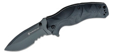 Smith & Wesson Black Ops Recurve Spring Assisted Flipper Knife SW1147098 3.5" Serrated Recurve Blade Black