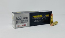 Precision One 458 Socom Seconds Ammunition PONE1294 350 Grain Flat Point 20 Rounds