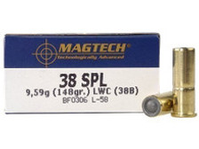 Magtech 38 Special Ammunition MT38B 148 grain Lead Wad Cutter 50 Rounds