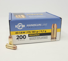 Prvi PPU 40 S&W Ammunition PPH40M 180 Grain Full Metal Jacket Mega Pack 200 Rounds