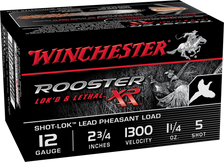 Winchester 12 Gauge Ammunition Rooster Lok'd & Lethal XR SRXR125 #5 Shot Lead Pheasant Load 2-3/4" 1-1/4oz 1300fps 15 Rounds