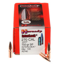 Hornady 270 Cal (.277 Dia) Reloading Bullets H2740 150 Grain Interlock Soft Point 100 Pieces