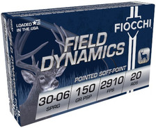 Fiocchi 30-06 Springfield Ammunition FI3006B 150 Grain Pointed Soft Point 20 Rounds