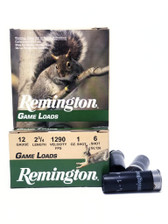 Remington 12 Gauge Ammunition Game Load GL126 2-3/4” 6 Shot 1oz 1290fps Case of 250 Rounds