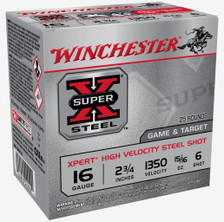 Winchester 16 Gauge Ammunition Super-X Steel Game & Target WE16GT6A 2-3/4" #6 Shot 15/16oz 1350fps 25 Rounds