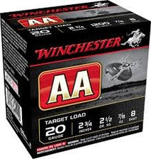 Winchester 20 Gauge Ammunition AA Target AA208BOX 2-3/4" #8 Shot 7/8oz 1200fps 25 Rounds