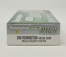 Remington 260 Rem Ammunition Premier Match RM260R1 140 Grain Boat Tail Hollow Point 20 Rounds