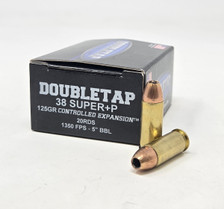 DoubleTap 38 Super +P Ammunition Controlled Expansion 38S125HP20 125 Grain Jacketed Hollow Point 20 Rounds