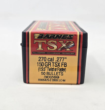 Barnes 270 Cal (.277 Dia) Reloading Bullets Copper TSX B30269 150 Grain Flat Base Hollow Point 50 Pieces
