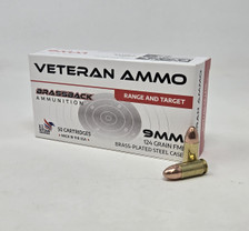 Hyperion Veteran Ammo 9mm Ammunition Brass Plated Steel Case HMBX9124BPSTEEL 124 Grain Full Metal Jacket 50 Rounds