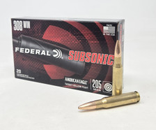 Federal 308 Win Ammunition Subsonic F308SUB1 205 Grain American Eagle Target Hollow Point 20 Rounds