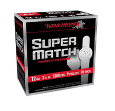 Winchester 12 Gauge Ammunition Super Match SMB1200 2-3/4" 00 Buckshot 9 Pellet 1300fps 25 Rounds