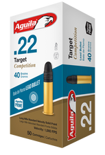 Aguila 22LR Ammunition Target Competition 40 Grain Lead Round Nose 50 rounds