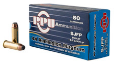 Prvi PPU 44 Rem Mag Ammunition PPH44MF 300 Semi-Jacketed Flat Point 50 Rounds