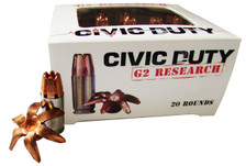 G2 Research 45 ACP +P Ammunition Civic Duty CIVIC45ACP 168 Grain Copper Expansion Projectile 20 Rounds