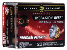 Federal 45 ACP Ammunition Personal Defense P P45HSD1 210 Grain Hydra-Shok Deep Hollow Point 20 Rounds