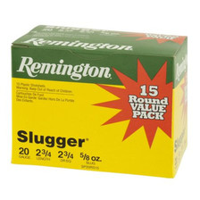 Remington 20 Gauge Ammunition Slugger SP20RS15 2-3/4" Slug 5/8oz 1580fps Value Pack of 15 Rounds