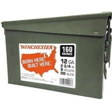 Winchester 12 Gauge Ammunition WW12C 2-3/4" 00Buck 9 Pellets 1325fps Can 160 Rounds