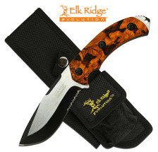 Elk Ridge Evolution Wood Camo Handle Fixed Blade Knife EREFIX002OR