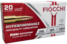 Fiocchi 308 Winchester Ammunition 308MKB 168 Grain Hollow Point Match King 20 Rounds