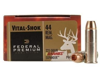 Federal 44 Magnum Ammunition VitalShok P44XB1 225 Grain Barnes XPB Hollow Point LeadFree 20 rounds