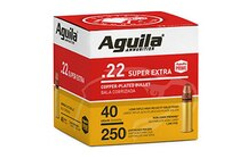 Aguila 22LR Ammunition SuperExtra 1B221100 High Velocity 40 Grain Copper Plated Lead Round Nose 250 Rounds