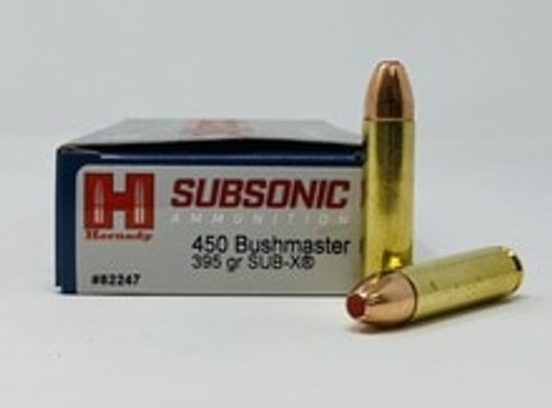 Hornady 450 Bushmaster Ammunition H82247 395 Grain Sub-X Subsonic Ballistic Tip 20 Rounds