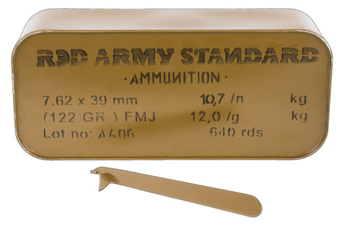 Century Red Army 7.62x39mm Ammunition AM3266 122 Grain Full Metal Jacket CAN 640 Rounds