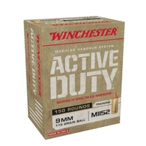 Winchester 9mm Luger MII52 Ammunition WIN9MHSCL 115 Grain Full Metal Jacket Flat Point 150 Rounds