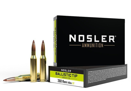 Nosler 260 REM Ammunition NOS61027 140 Grain Ballistic Tip 20 Rounds