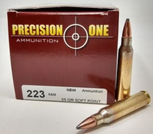 Precision One 223 Remington Ammunition PONE1247 55 Grain Soft Point 50 Rounds