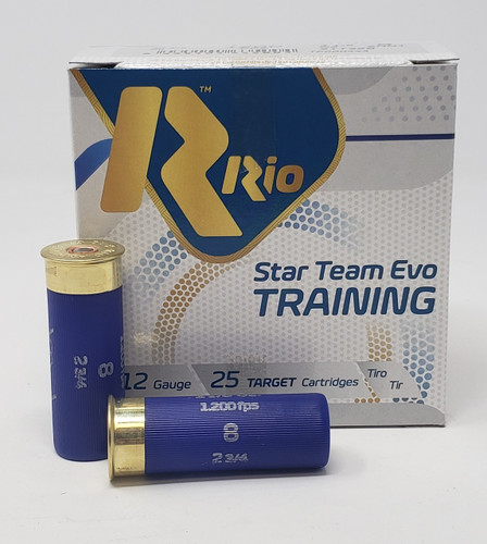 Rio Star Team Evo Training 12 Gauge Ammunition STT328CASE 1200fps 2-3/4" 1-1/8oz #8 Shot Case 250 Rounds