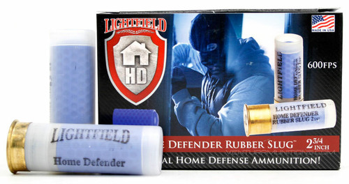 Lightfield 12 Gauge Ammunition LFHDRS12 Less Lethal Home Defense Rubber Slug 2-3/4" 600fps  5 Rounds Lightfield 12 Gauge Ammunition LFHDRS12 Less Lethal Home Defense Rubber Slug 2-3/4" 600fps  5 Rounds