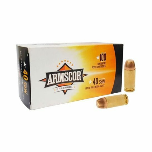 Armscor 40 S&W Ammunition ARM50434 180 Grain Copper Plated Full Metal Jacket 50 Rounds