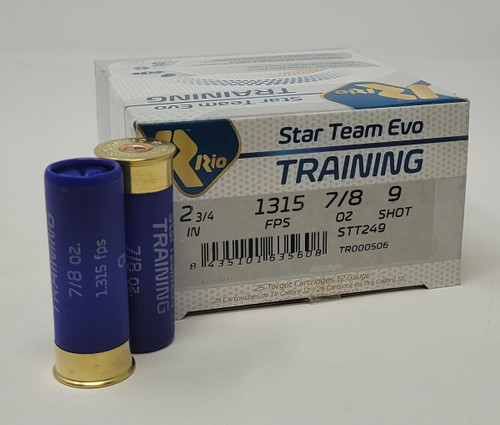 Rio Star Team Evo Training 12 Gauge Ammunition STT249CASE 2-3/4" 7/8oz 1315 FPS #9 Shot 250 Rounds