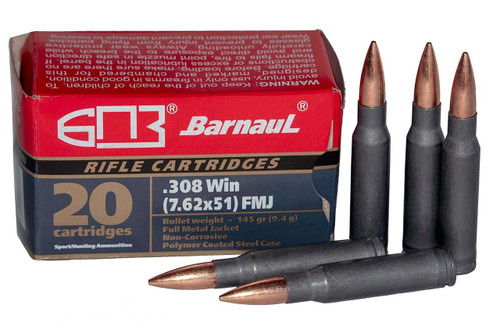 Barnaul 308 Win Ammunition 145 Grain Full Metal Jacket 20 Rounds