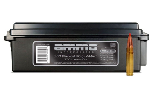 Ammo Inc 300 Blackout Ammunition AI300B110VMXB200 110 Grain V-Max Ballistic Tip CAN 200 Rounds