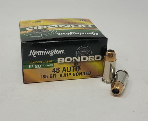 Remington Golden Saber 45 Auto GSB45APAB 185 Grain Bonded Jacket Hollow Point 20 Rounds