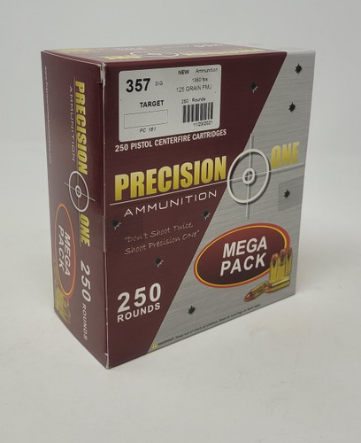 Precision One 357 Sig Ammunition PONE161 125 Grain Full Metal Jacket Mega Pack 250 Rounds