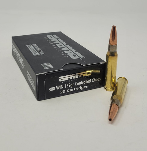 Ammo Inc 308 Win Ammunition AI308152CCA20 152 Grain Controlled Chaos Hollow Point 20 Rounds