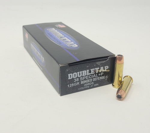 Double Tap 38 Special +P Ammunition DT38SPL125BD20 125 Grain Bonded Defense Hollow Point 20 Rounds