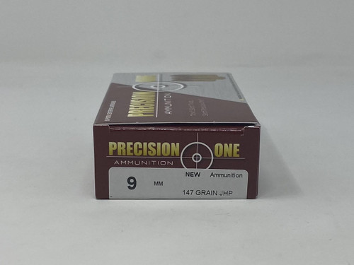 Precision One 9mm Luger Ammunition PONE32 147 Grain Jacketed Hollow Point 50 Rounds