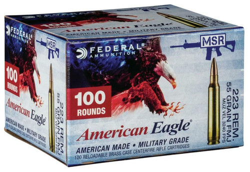 Federal American Eagle 223 REM Ammunition AE223BLF 55 Grain Full Metal Jacket 100 Rounds